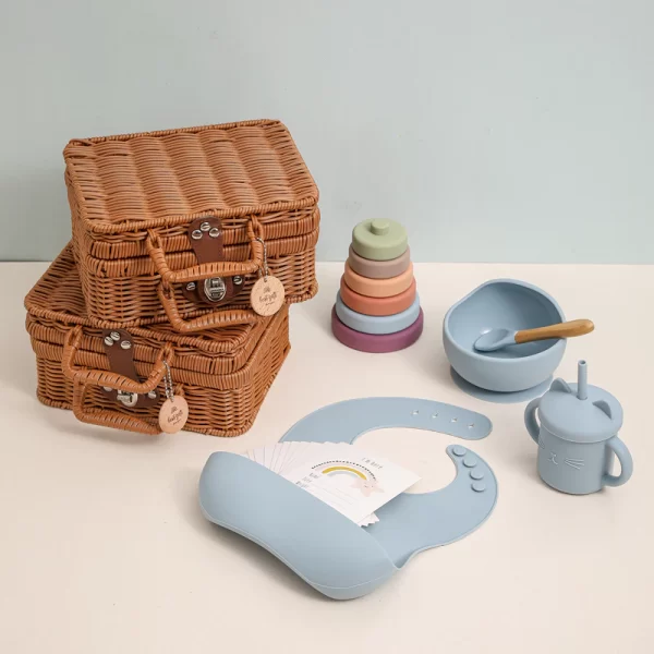 blue Shower Gifts baby with vintage box