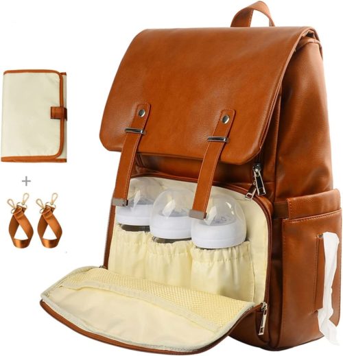 Leather nappy bag